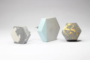 Concrete Hexagon Cabinet Knob in 40mm. Natural Grey or a variety of colours