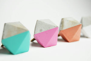 Concrete Small Diamond Cabinet Knob or Wall Hook Natural or choose colour