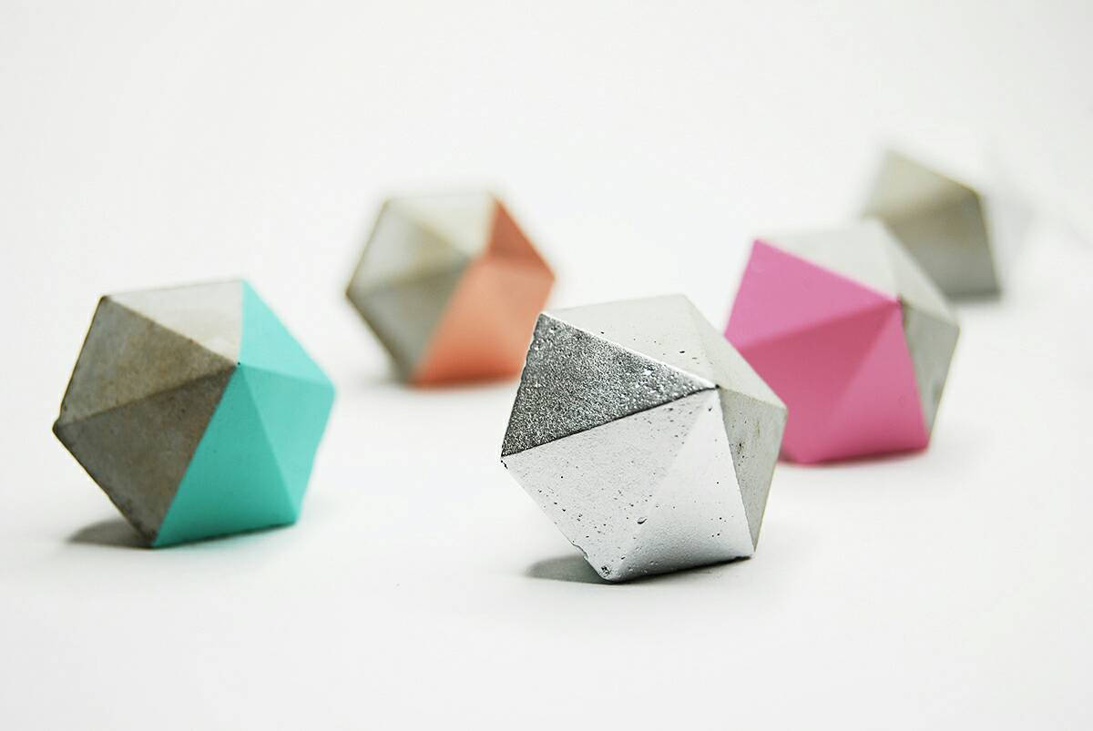 Concrete Small Diamond Cabinet Knob or Wall Hook Natural or choose colour