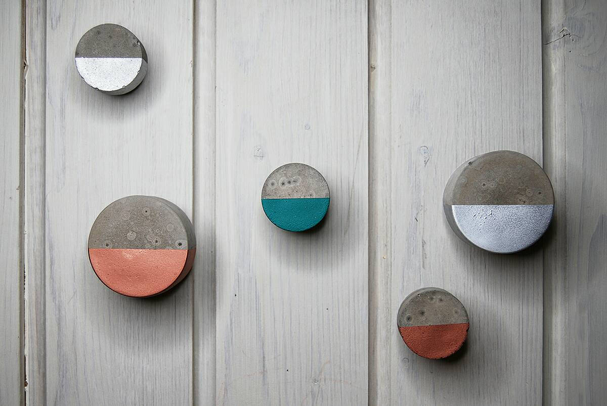 Concrete Round Wall Hook Natural Grey or a variety of colours