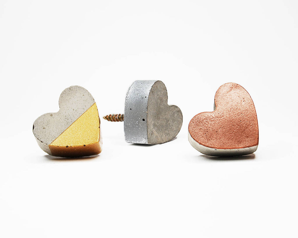 Concrete Heart Wall Hook.  Natural or a variety of styles & colours