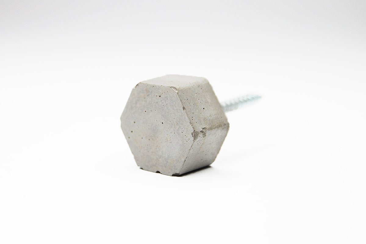 Wall Hook - Concrete Hex / Hexagon. Natural Grey or a variety of colours