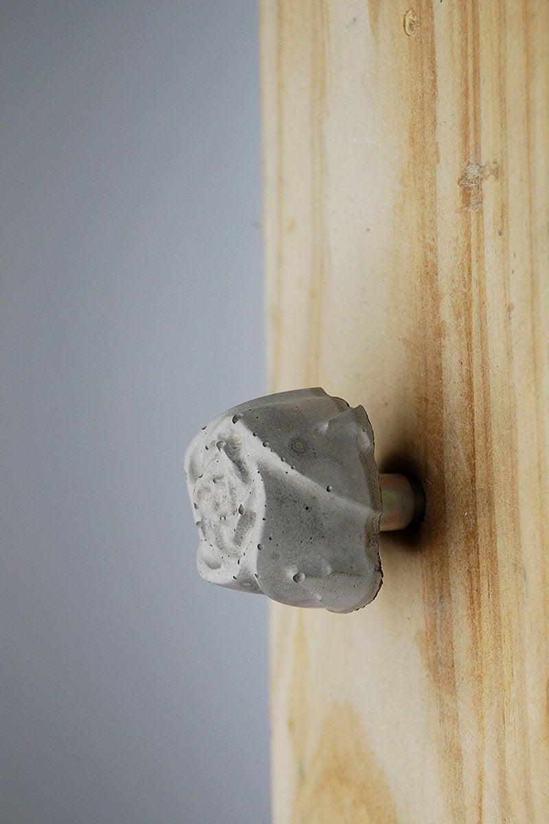 Wall Hook, Concrete, in the shape of a Flower / Rose. Natural Grey or a variety of colours