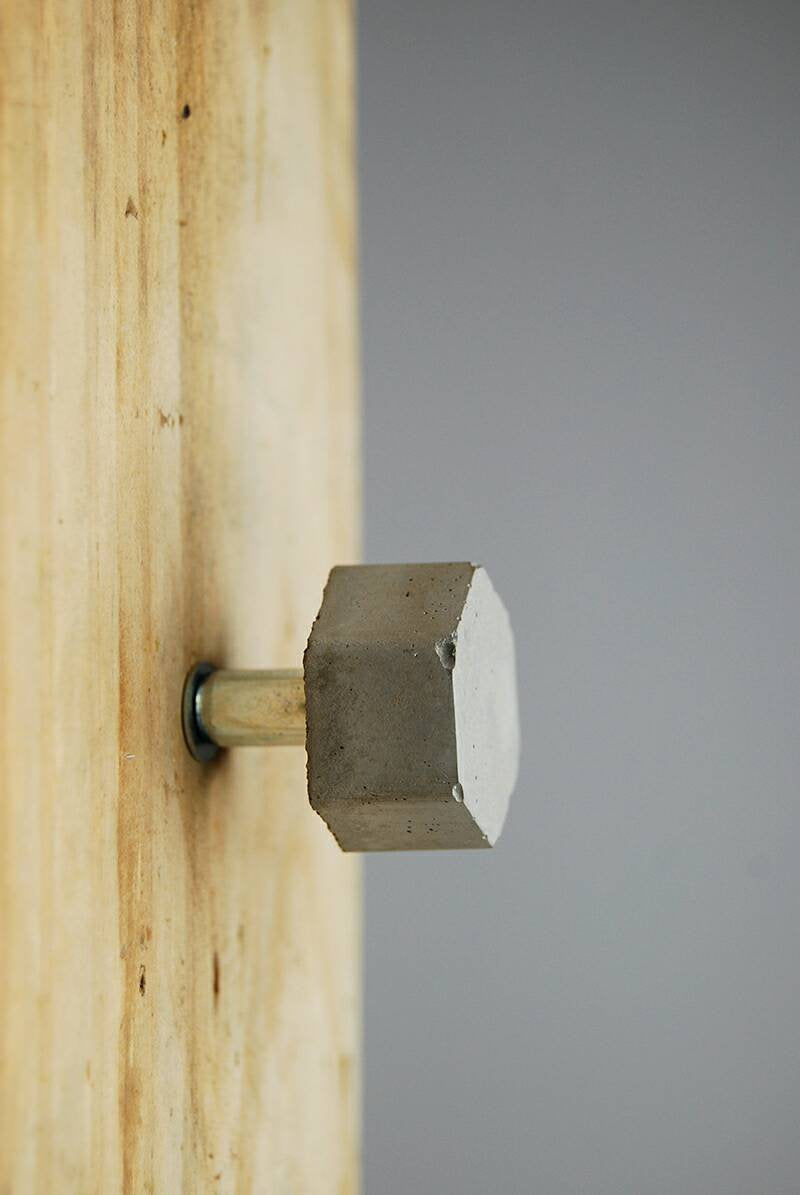 Wall Hook - Concrete Hex / Hexagon. Natural Grey or a variety of colours