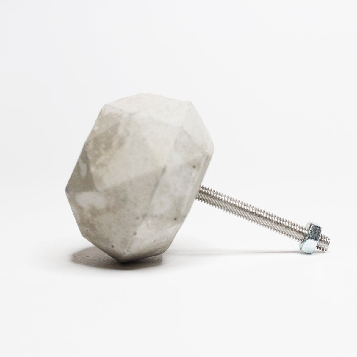 Concrete Round Faceted Sphere Cabinet Knob or Wall Hook Natural Grey or colours